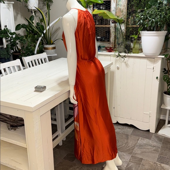 Suzy Shier Rust Orange Gathered Waist maxi Dress Sm NWOT - Picture 8 of 13